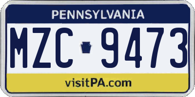 PA license plate MZC9473
