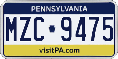 PA license plate MZC9475