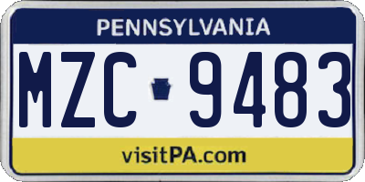 PA license plate MZC9483