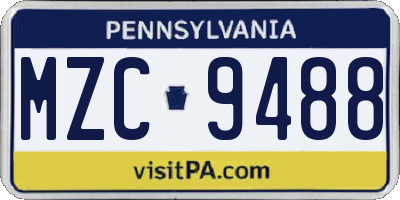 PA license plate MZC9488