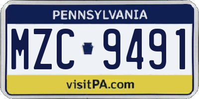 PA license plate MZC9491