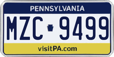 PA license plate MZC9499