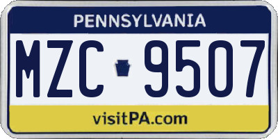PA license plate MZC9507