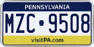 PA license plate MZC9508