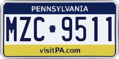 PA license plate MZC9511