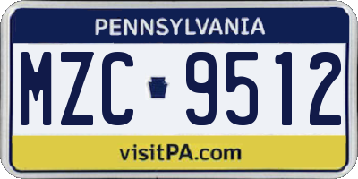 PA license plate MZC9512