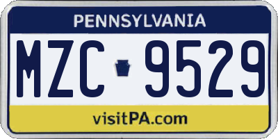 PA license plate MZC9529