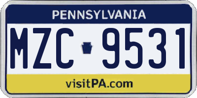 PA license plate MZC9531