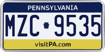 PA license plate MZC9535