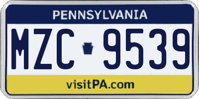 PA license plate MZC9539