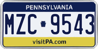PA license plate MZC9543