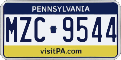 PA license plate MZC9544