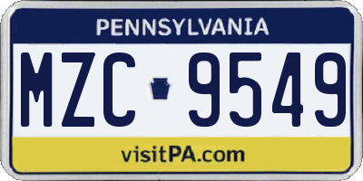 PA license plate MZC9549