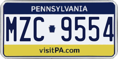 PA license plate MZC9554