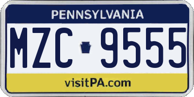 PA license plate MZC9555
