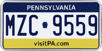 PA license plate MZC9559