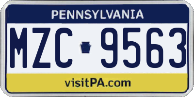 PA license plate MZC9563