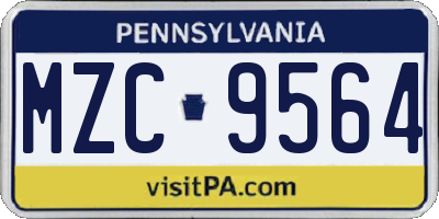 PA license plate MZC9564