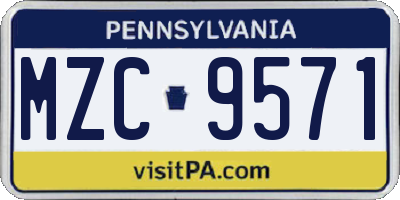 PA license plate MZC9571