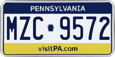 PA license plate MZC9572