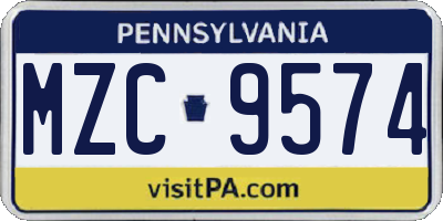 PA license plate MZC9574