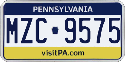 PA license plate MZC9575