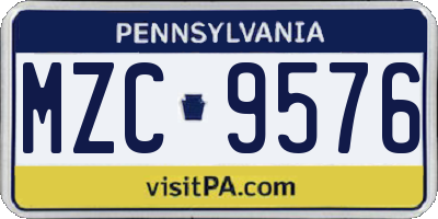 PA license plate MZC9576