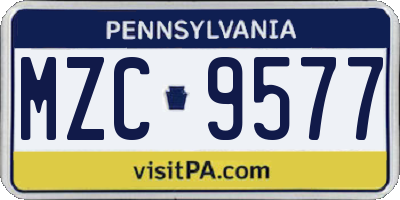 PA license plate MZC9577