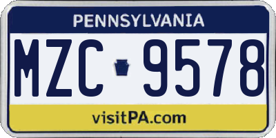 PA license plate MZC9578