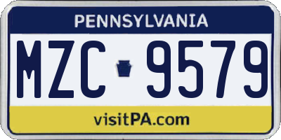 PA license plate MZC9579