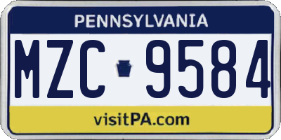 PA license plate MZC9584