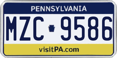 PA license plate MZC9586