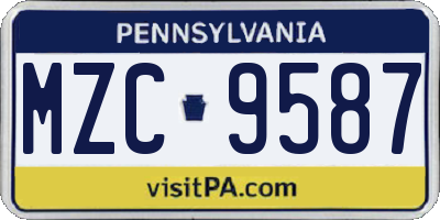 PA license plate MZC9587