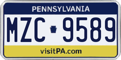 PA license plate MZC9589