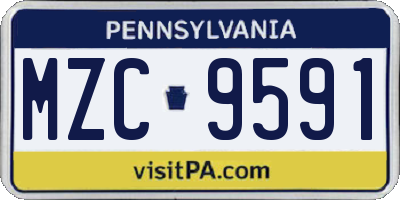 PA license plate MZC9591