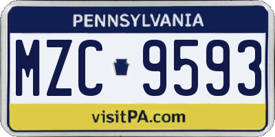 PA license plate MZC9593