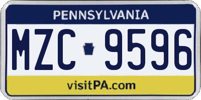 PA license plate MZC9596