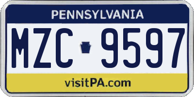 PA license plate MZC9597