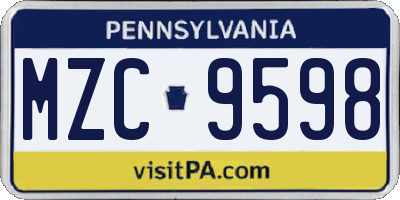 PA license plate MZC9598