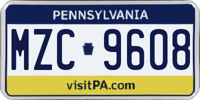 PA license plate MZC9608