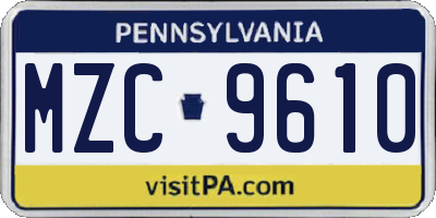 PA license plate MZC9610