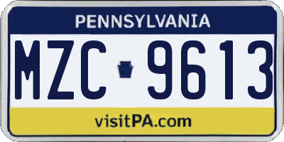 PA license plate MZC9613