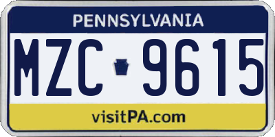 PA license plate MZC9615
