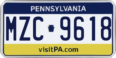 PA license plate MZC9618