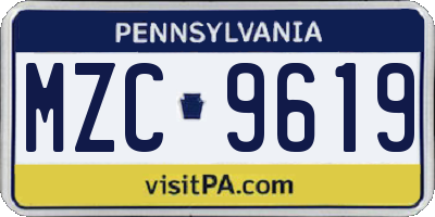 PA license plate MZC9619
