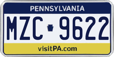 PA license plate MZC9622