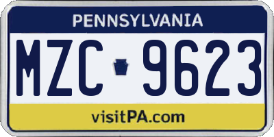 PA license plate MZC9623