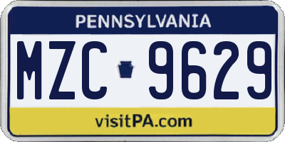 PA license plate MZC9629