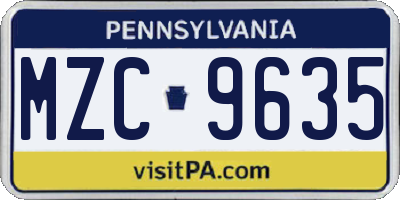 PA license plate MZC9635