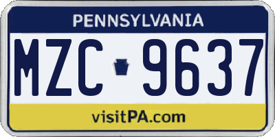 PA license plate MZC9637